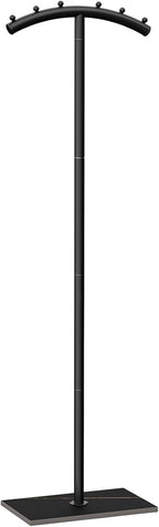 Arcuate Garment Rack, T-shaped Coat Tree Freestanding, Metal Clothes Racks, Natural Stable Rock Base, Suitable For Outerwear, Clothes, Handbags, 68.9in, Black