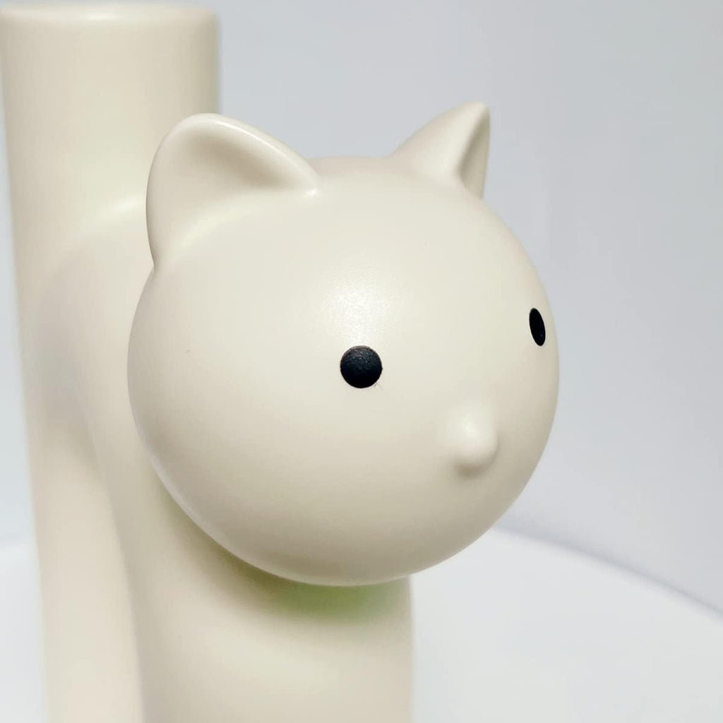 GeLive Cream White Cat Ceramic Vase, Minimalist Cute Kitty Flower Vase for Home Decor, Modern Boho Decorative Vase for Living Room, Bedroom, Office, Ideal Gift for Cat Lovers