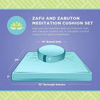 Bean Products Meditation Cushion Mat Set - Zafu Floor Pillow Organic Buckwheat Pillow + Cotton Filled Zabuton Prayer Pad - Meditation Pillow Yoga Knee Pad - Made in USA - 14" Round or 18" Oval