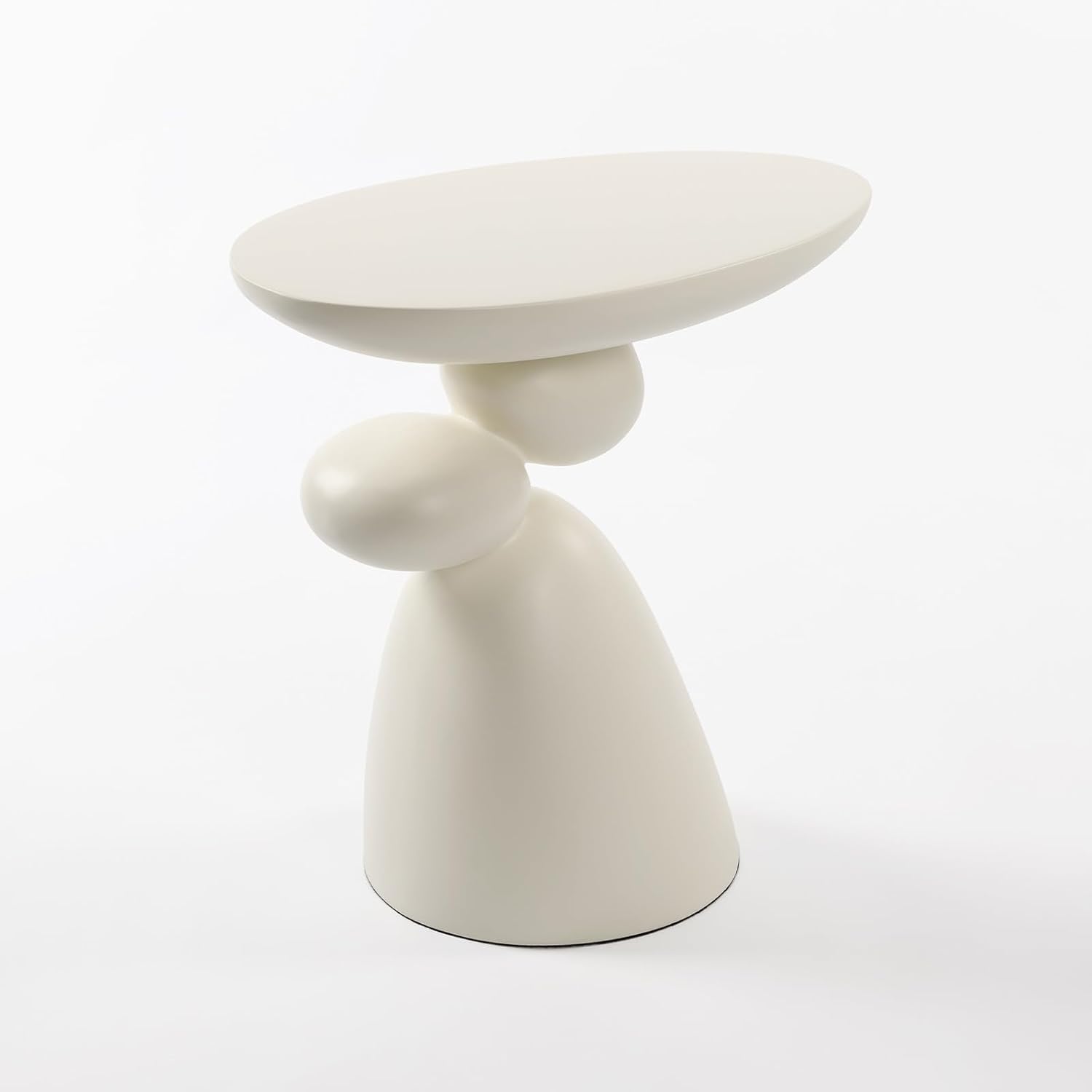 Lucky Stone End Table, Fiberglass Side Table, Modern Minimalist Corner Table, Coffee Table with Decoration, Home Decor for Living Room, Bedroom, Guestroom (Milk White)