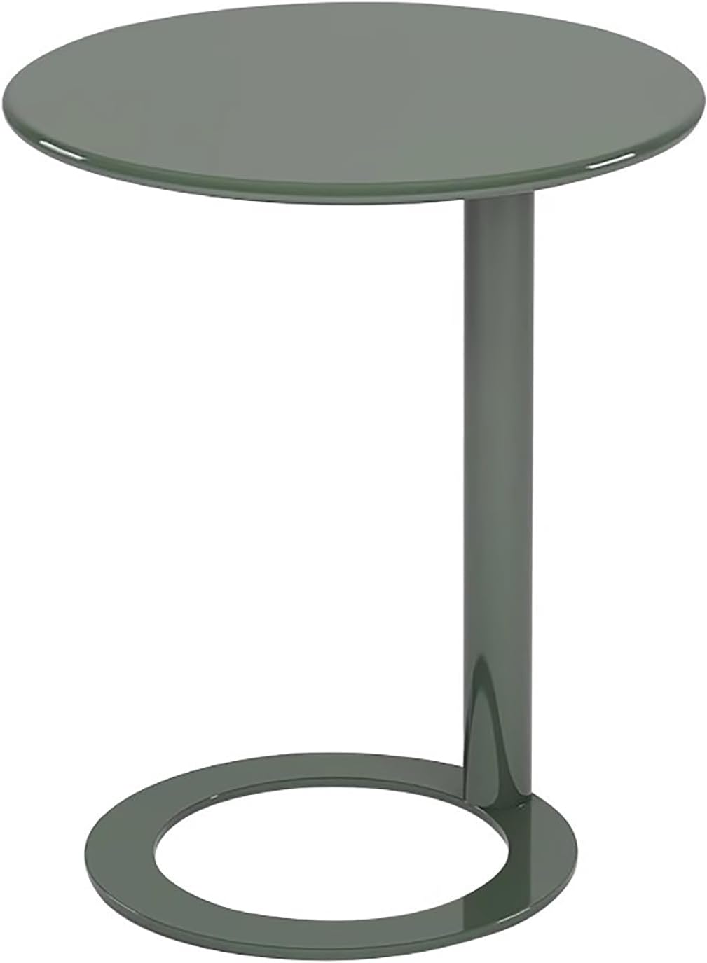 C Shaped Metal Side Table Round Accent Table,Small Sofa or Bedside Table for Living Room, Bedroom, Small Spaces(23.6″W×29″H, Green B)