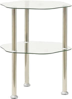 Modern 2-Tier Tempered Glass Side Table with Stainless Steel Frame, Transparent Accent End Table for Living Room, Sofa, or Telephone Stand