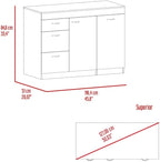 Grecia Kitchen Base Cabinet - 3 Drawers, 2 Shelves, White/Dark Walnut - Expandable Counter Space