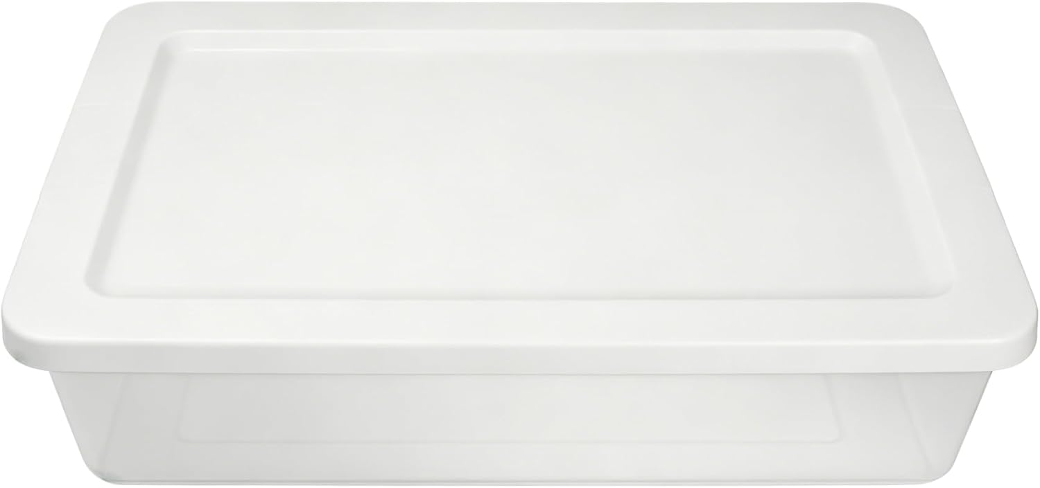 (2 Pack) 41 Quart Under Bed Storage Containers, Flat Storage Bins with Lids, Plastic Material Stackable, for Bedroom, Garage, Pantry, Closet & Home Organization, White