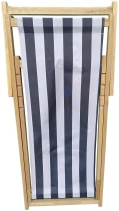 populus Wood Sling Chair Blue Stripe Broad Blue Stripe (Color: Dark Blue) Folding Chaise Lounge Chair