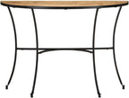 Industrial Style Mango Wood Side Table with Black Steel Legs, Solid Mango Wood Half-Circle Shape Tabletop, 43.3 Inch Long 15.7 Inch Wide, Modern Crescent Design for Entryway