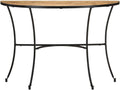 Solid Mango Wood Half Circle Side Table with Black Powder Coated Steel Legs, 43.3 Inch Long and 15.7 Inch Wide Industrial Style Table for Home Decor