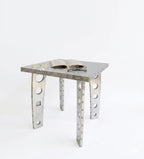 Handcrafted Aluminum Aviator Side Table- Square End Table with Retro Vintage Aircraft Style Coffee Table with Rivets and Cutout Legs Perfect for Living Room, Bedroom and Office Cafe and Rastaurants