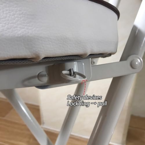 Portable Folding Bar Stool with Backrest, Round Padded Adult Kitchen Folding Chair, Tall Folding Chair, Counter Height Folding Stool for Home, Office (Color : White, Size : Short 55cm/22in)