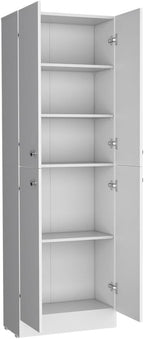 23.6" D*11.8" W*71.1" H Freestanding Kitchen Pantry with 4 Shelves, 2 Double Doors, Rectangular Storage Cabinet, Modern Minimalist, for Living Room, Dining Room, White