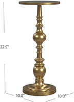 Beaumont Lane Transitional Metal Pedestal Side Table, 10" Round Top, Antique Gold Finish, Durable Aluminum Construction, Glamorous Accent for Living Room or Small Spaces, 22.5" Tall