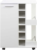 BAKAJI Corner Bar Cabinet with Metal Door and Handle 2 Side Shelves (White)