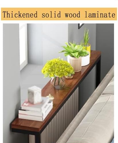 Console Table Decor Entryway Marble Scalloped Tables Behind,entryway Table,Modern Brown Console Table for Hallway Entrance or Living Room Small Side Table with Narrow Design and Sofa Back Sh