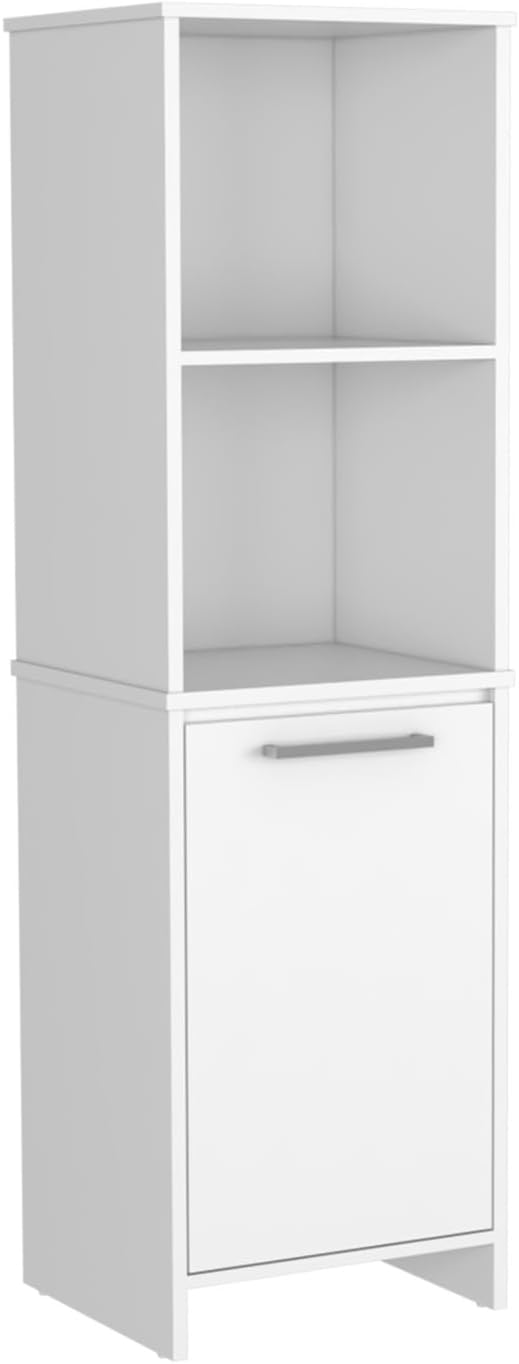 Kitchen Pantry, Two External Shelves, Single Door Cabinet, Two Interior Shelves White,for Kitchen