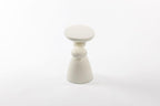 Modern Coffee End Table with Lucky Stone Design, Minimalist Fiberglass Small Side Table, Unique Pedestal Corner Sofa Tables, Home Decor for Living Room Bedroom Office, Milk White