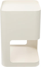 No Assembly Side Table, Modern 3-Tier Carbon Steel Side Table for Living Room Bedroom, Unique Geometric End Table Nightstand with Storage, Sturdy Sofa Table for Small Spaces (Cream White, Medium)