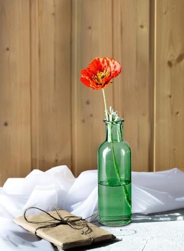 Serene Spaces Living Large Green Bud Vases, Apothecary Jars, Decorative Glass Bottles, Centerpiece for Wedding Reception, Antique Decoration, Flower Vases, 6.5" Tall & 2" Diameter, Pack of 48