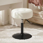 Furniliving Adjustable Swivel Vanity Stool, Makeup Ottoman Stool, PU Leather Chair for Makeup Room, Small Makeup Stool for Vanity, Bedroom, Living Room, White