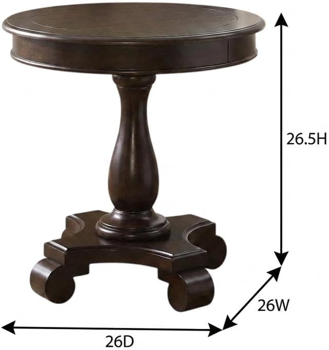 Furnifact Espresso, Pedestal Table, MDF Construction, Pedestal Base, Durable Home Design, Warm Stylish Finish, Quality Build for Home