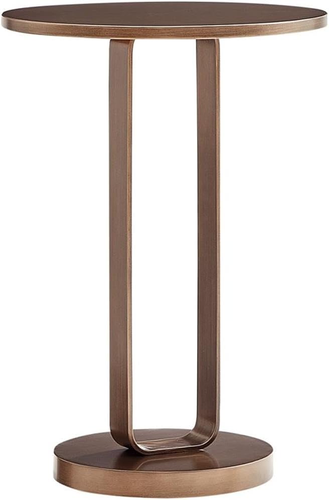 Pemberly Row Contemporary Round Accent Table, Antique Bronze Metal Finish, 15.75" Diameter x 22.5" H, Open Oval Pedestal Design, Compact Durable Side Table for Living Room or Bedroom Decor