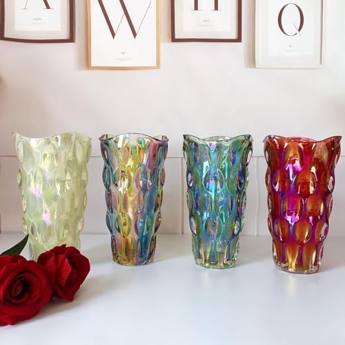 Unbreakable Flower Glass Vase 3.5lb 9.5inch Sparkle vase Bohemian Style, for Centerpieces,Kitchen,Office, Living Room,Wedding,Perfect Home Decor Glass Vase (Sparkle Color)