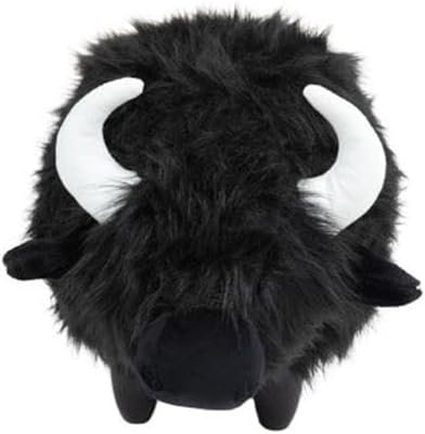 Pemberly Row Harry the Cow Storage Ottoman, Black Faux Fur Upholstery, Wood Frame, Hidden Storage, 14.96" W x 24.8" D x 14.56" H, Kids' Room, Playroom, or Living Room Furniture