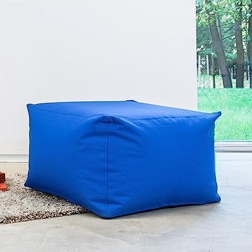 SXBCyan Waterproof Square Pouf Ottoman Cover Footstool Without Filler Outdoor Beach Garden Beanbag Pouf Puff Salon Floor Seat Futon Stool Bench (Color : Navy Blue, Size : L-45x45x30cm-cover)