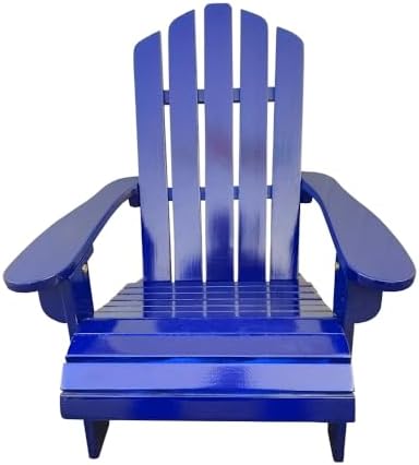 Kids Wooden Rocking Chair for Indoor and Outdoor Use - Sturdy Hardwood Construction with Comfortable Slatted Back Design (Blue + Solid Wood-1)