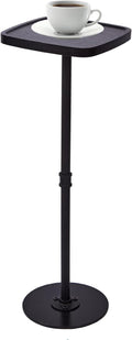 Drink Table, Small Pedestal Side Table, Cocktail Martini Tables Drink Stand, Modern Square Tiny Accent End Table with Metal Base for Small Spaces Living Room Bedroom Office Bar (Black)