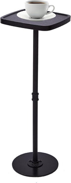 Drink Table, Small Pedestal Side Table, Cocktail Martini Tables Drink Stand, Modern Square Tiny Accent End Table with Metal Base for Small Spaces Living Room Bedroom Office Bar (Black)