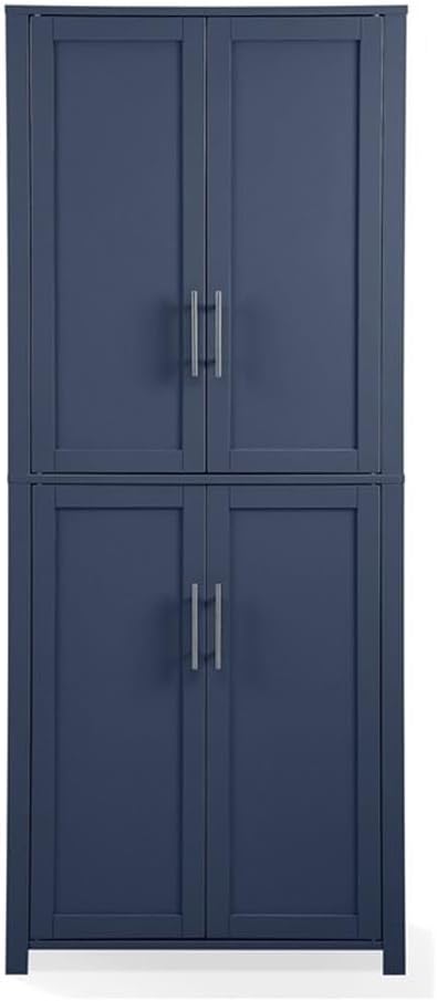 MAKLAINE Modern Traditional MDF Wood Kitchen Storage Pantry, 67" H x 28" W x 15" D, Navy Finish, Shaker-Style Doors, Adjustable Shelving, Modular Design for Home Organization, Linen Cabinet or Coffee