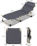 Extra Large Folding Sun Lounger Recliner Chair Adjustable Garden Recliner with 150Kg Support Capacity(Navy)