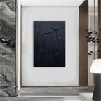 zoinart Hand Painted Large Thick Texture Black Minimalist Oil Paintings Contemporary Art Oil on Canvas Vertical Wall Art Home Office Corridor Wall Art