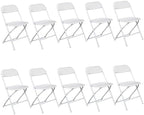 White Plastic Folding Chairs with Metal Frame, 280 lbs Capacity | Foldable and Stackable, Indoor Outdoor Events, 6 Pack