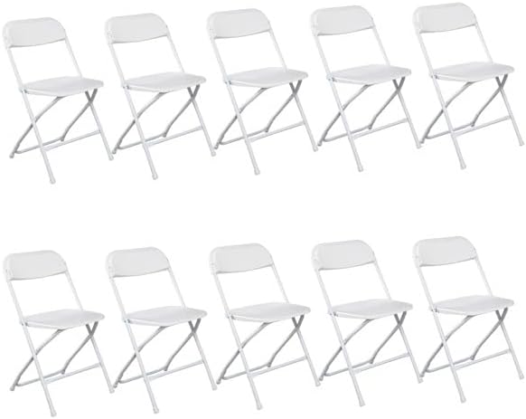 White Plastic Folding Chairs with Metal Frame, 280 lbs Capacity | Foldable and Stackable, Indoor Outdoor Events, 6 Pack