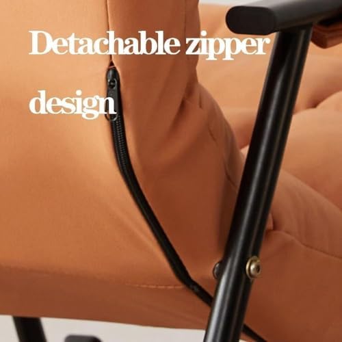 Modern Upholstered Rocking Chair - Comfy Indoor Rocker with 5 Reclining Positions, High Back Support & Side Pocket - Stylish Orange Accent for Living Room & Nursery