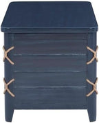 Linon Zana Cedar Lined Storage Chest with Rope Detail in Blue Distressed Wood