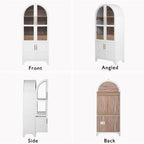 Polibi 71" Arched Pantry Cabinet with Adjustable Shelves - Farmhouse Style Storage with Soft-Close Doors, Hidden Drawer & Door Racks, White