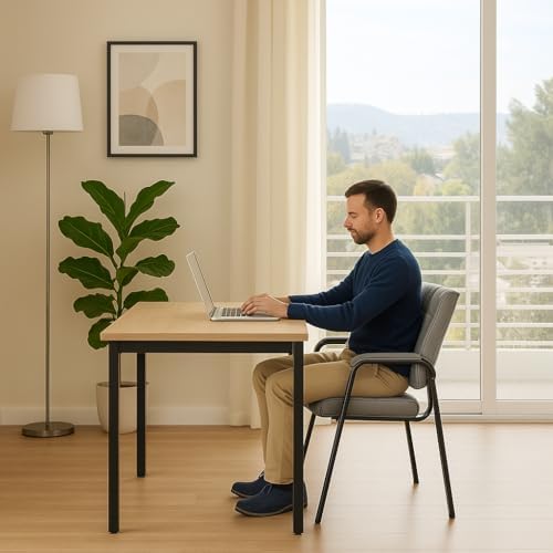 Naomi Home Faux Leather Stackable Office Guest Chairs – Reception Chairs with Armrests for Lobby, Clinic, Medical Waiting Room or Conference Room Seating - Gray, Set of 6
