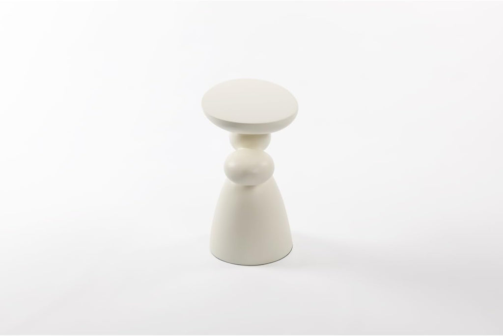 Lucky Stone End Table - Modern Minimalist Fiberglass Side Table for Living Room, Bedroom, Guestroom