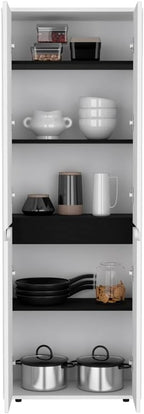 23.6" D*11.8" W*66.9" H Freestanding Storage Cabinet with 3 Shelves, Double Door, Rectangular Kitchen Pantry, Modern Minimalist, for Living Room, Dining Room, White