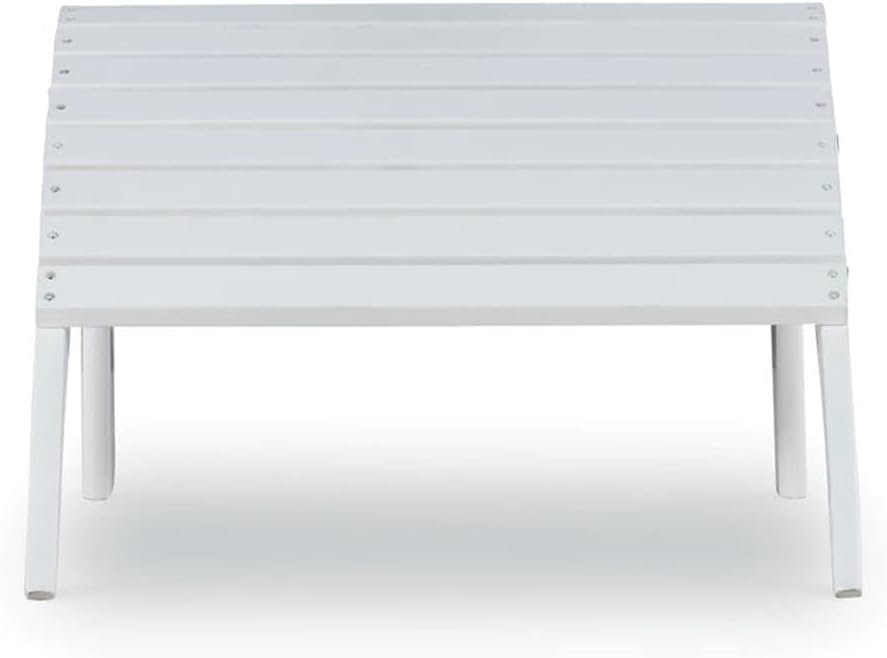 Hawthorne Collections Transitional Outdoor Ottoman, 21.66" W x 21.06" D x 13.78" H, Solid Wood and Acacia, White Finish, Sturdy Patio Furniture Footrest, Complement to Adirondack or Outdoor Seating