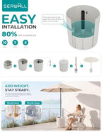 SERWALL Outdoor Round Umbrella Side Table, Multi-Functional Use, Beige