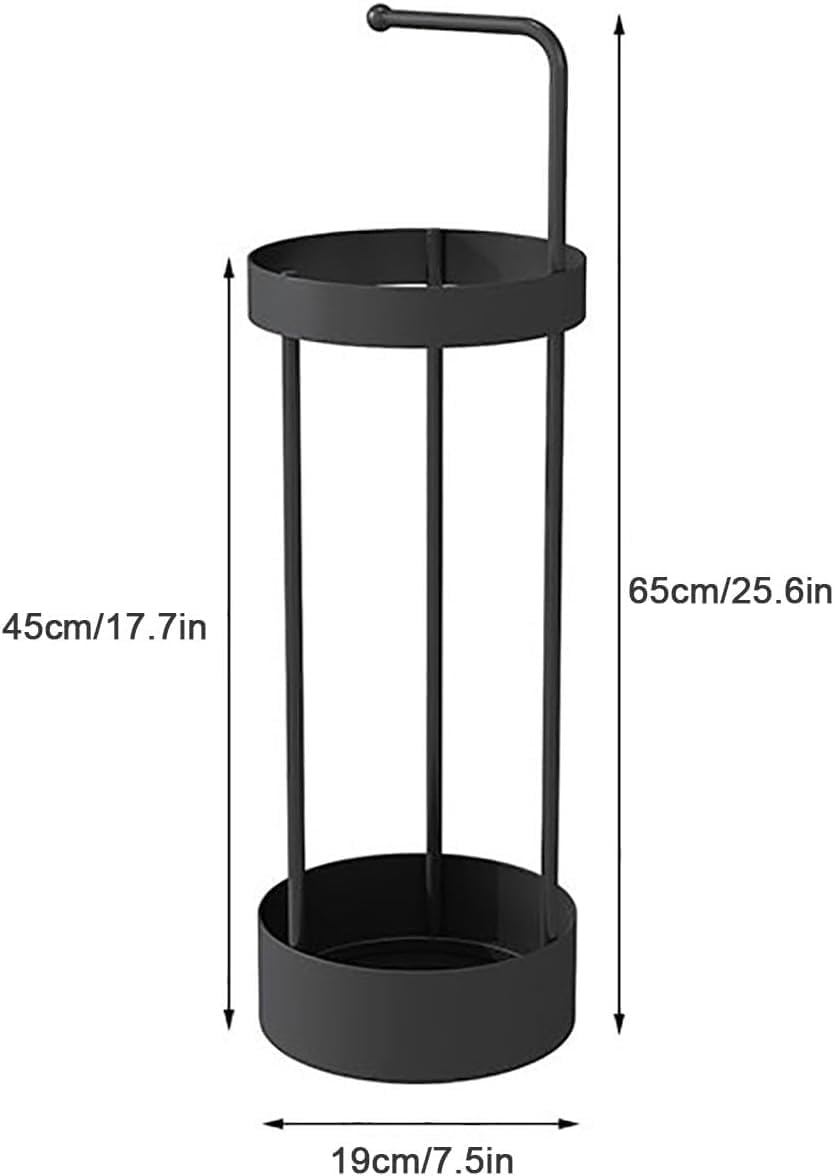 Golden Rust Proof Umbrella Holder, Entrance Drain Umbrella Bucket, Steel Circular Umbrella Holder, Umbrella Storage Rack, Suitable for use in Homes, Offices, Hotel Lobbies （Black）