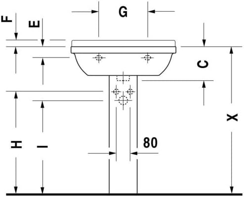 Starck 3 21 5/8" Rectangular Wall Mounted Sink in White with Single Faucet Hole and with Overflow