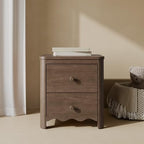 Storkcraft Casablanca 2 Drawer Nightstand, Hazelnut | GREENGUARD Gold Certified, Storage for Kids Bedroom, Premium Wood Nightstand with Iconic Wave Detailing and Rounded Posts