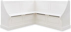 Riverbay Furniture Wood Corner Kitchen Breakfast Nook Set, White Finish, Pine and MDF with Hidden Storage, Smooth Rounded Corners, Soft Close Hinges, Space-Saving Design, Dining Room or Small Kitchen