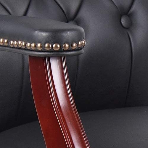 Leather Office Reception Guest Chairs, Ergonomic Office Executive Side Chair, Mid-Back Waiting Room Conference Office Guest Lobby Chairs with Padded Seat and Arms,No Wheels,1 PC(Black)