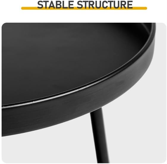 Everoot 2 Tier End Table - Metal Side Table Waterproof Small Sofa Coffee Side Tables Bedroom Indoor Outdoor with Removable Tray for Living Room Bedroom Balcony and Office (Black)