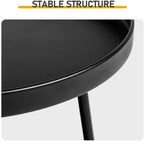 Everoot 2 Tier End Table - Metal Side Table Waterproof Small Sofa Coffee Side Tables Bedroom Indoor Outdoor with Removable Tray for Living Room Bedroom Balcony and Office (Black)